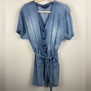 Violet Chambray Dress with Tie Size Medium
